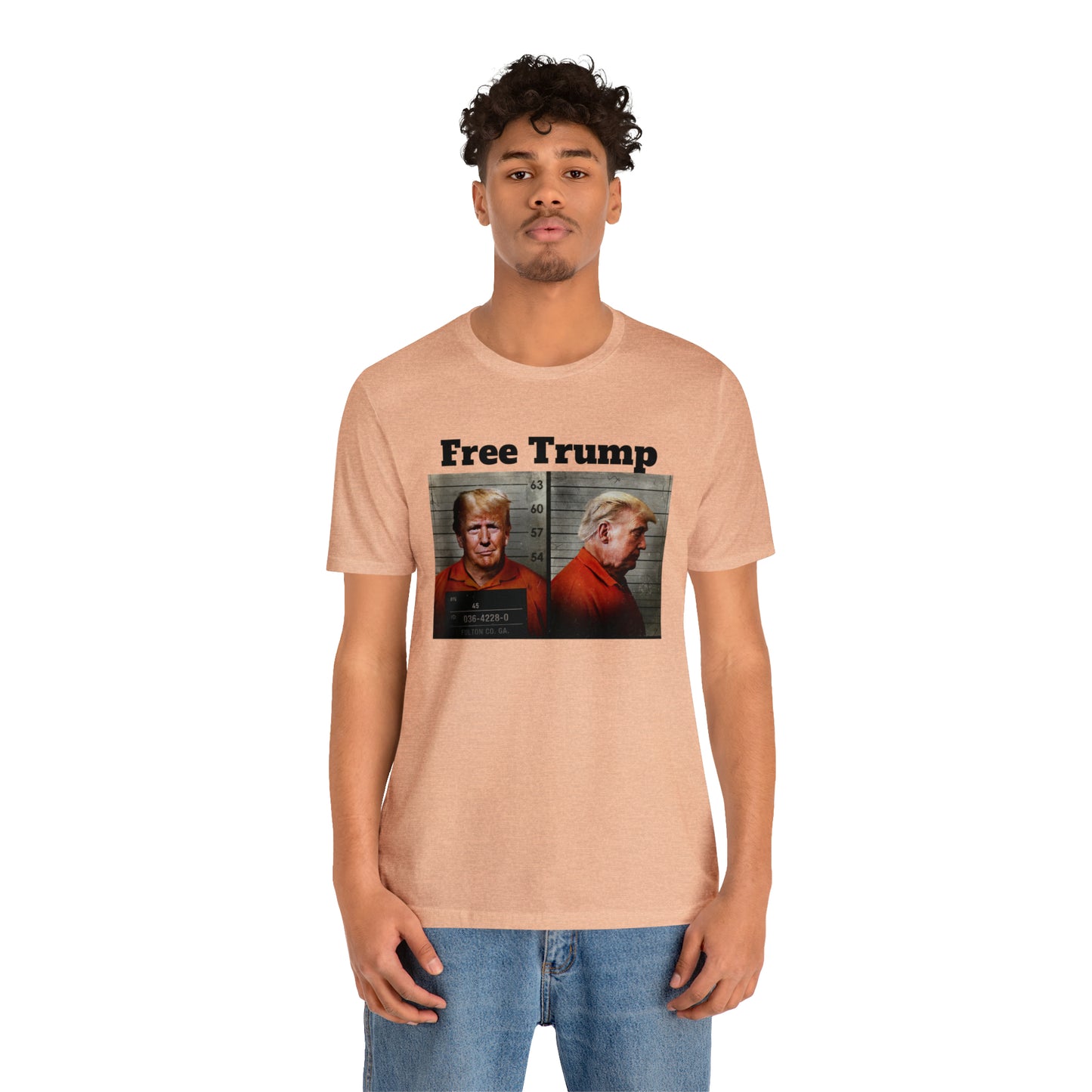 Free Trump Mugshot Jersey Short Sleeve