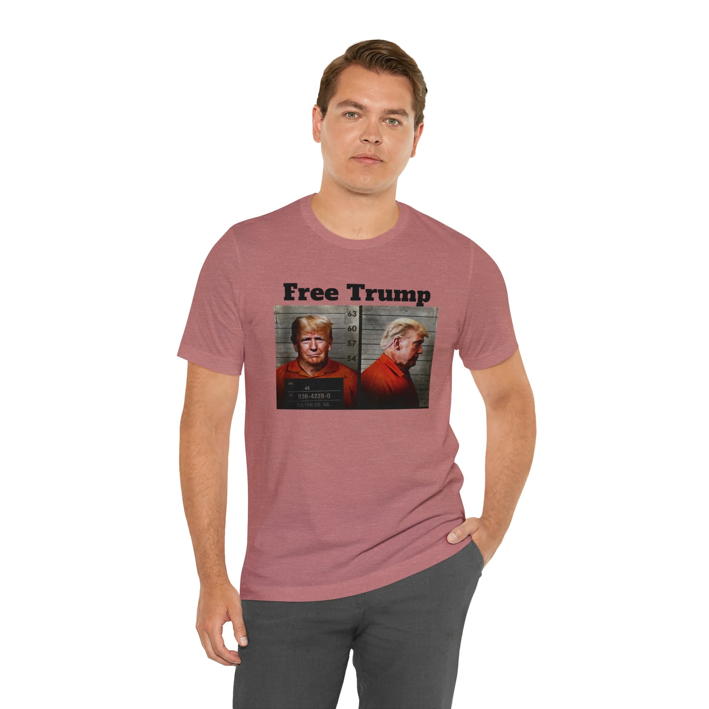 Free Trump Mugshot Jersey Short Sleeve