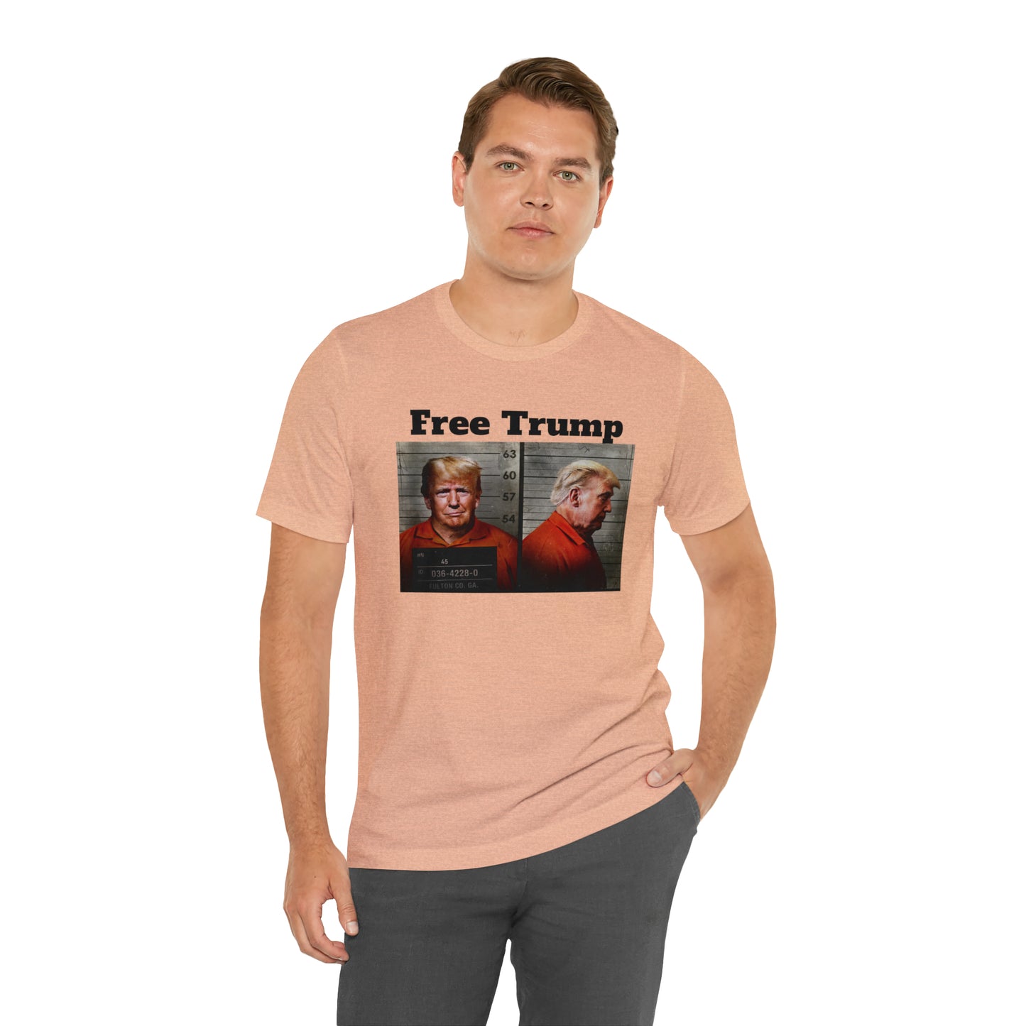 Free Trump Mugshot Jersey Short Sleeve