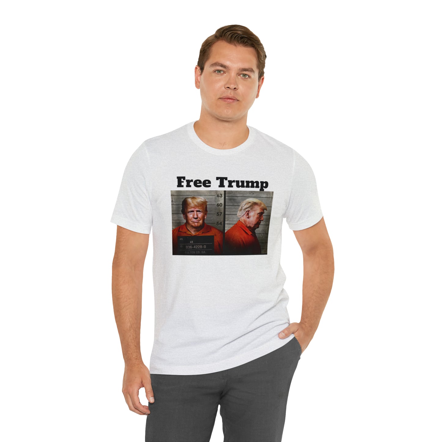 Free Trump Mugshot Jersey Short Sleeve