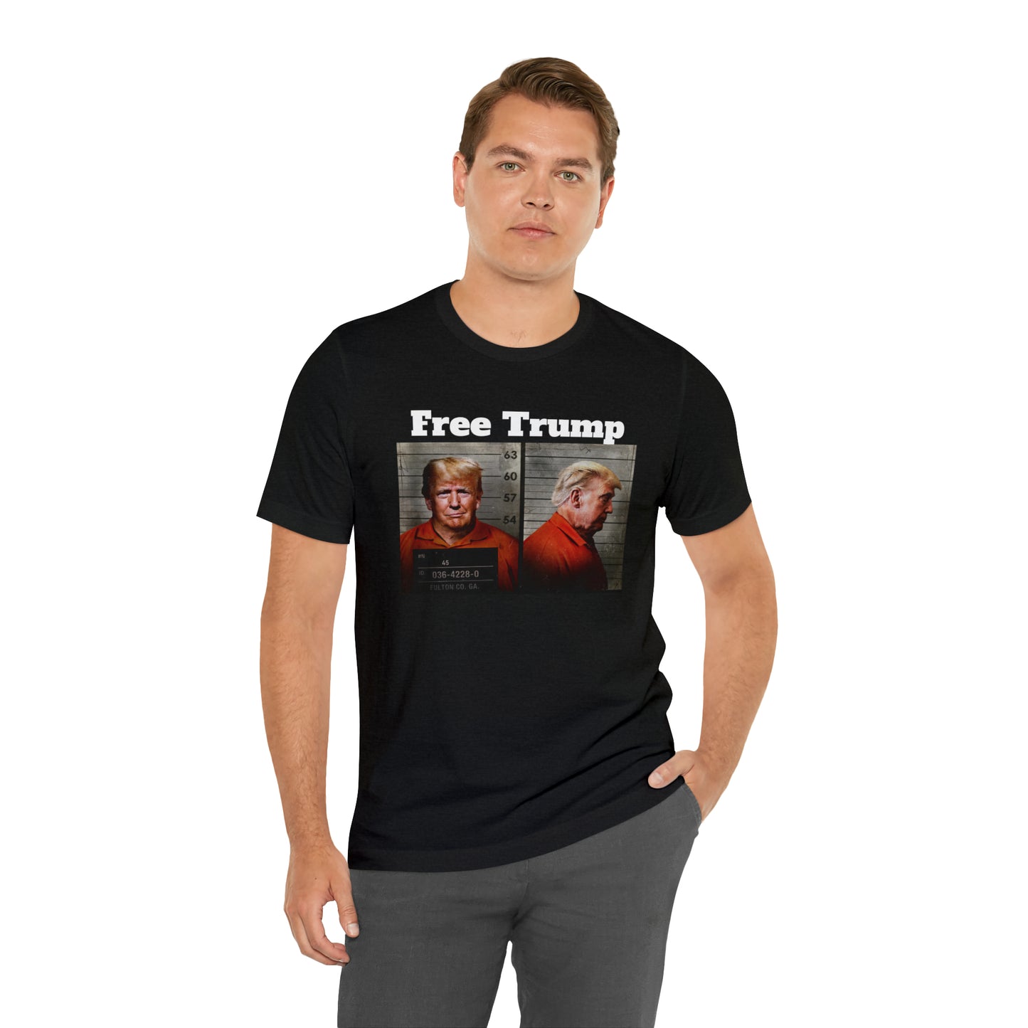 Free Trump Mugshot Jersey Short Sleeve