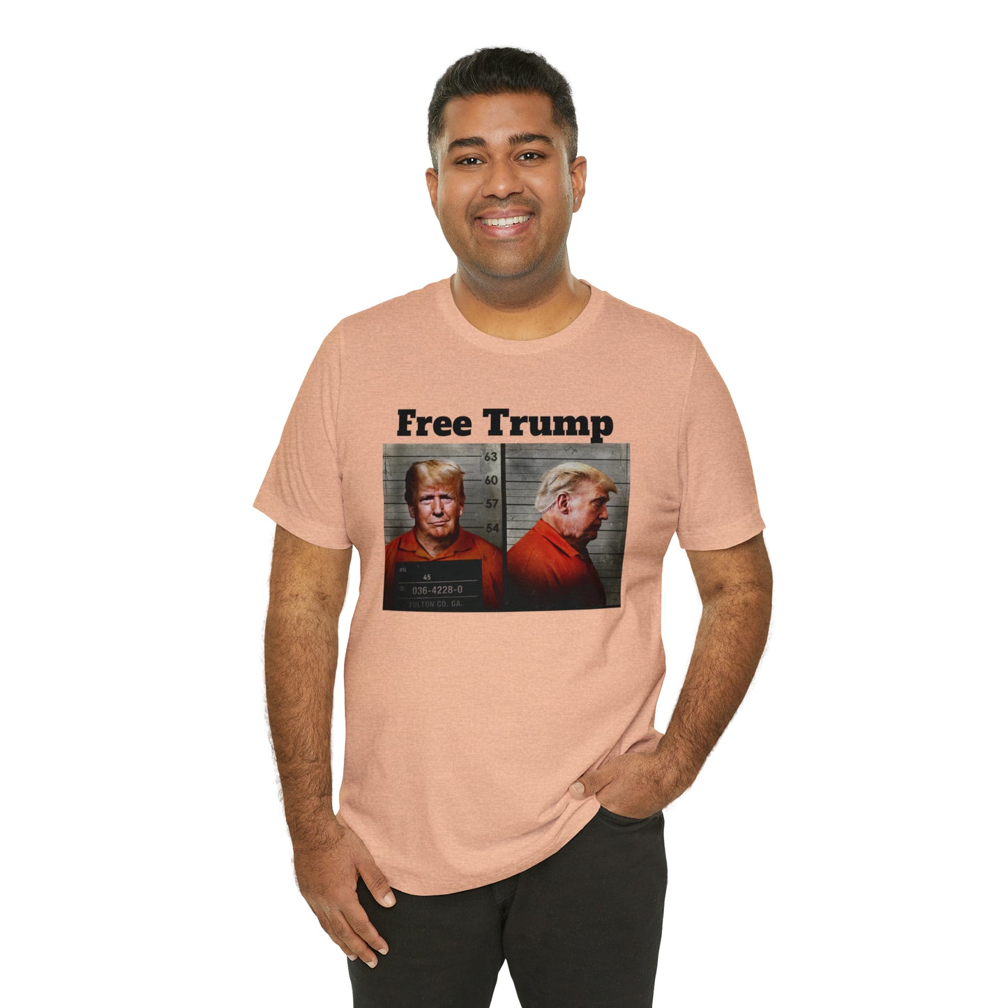 Free Trump Mugshot Jersey Short Sleeve