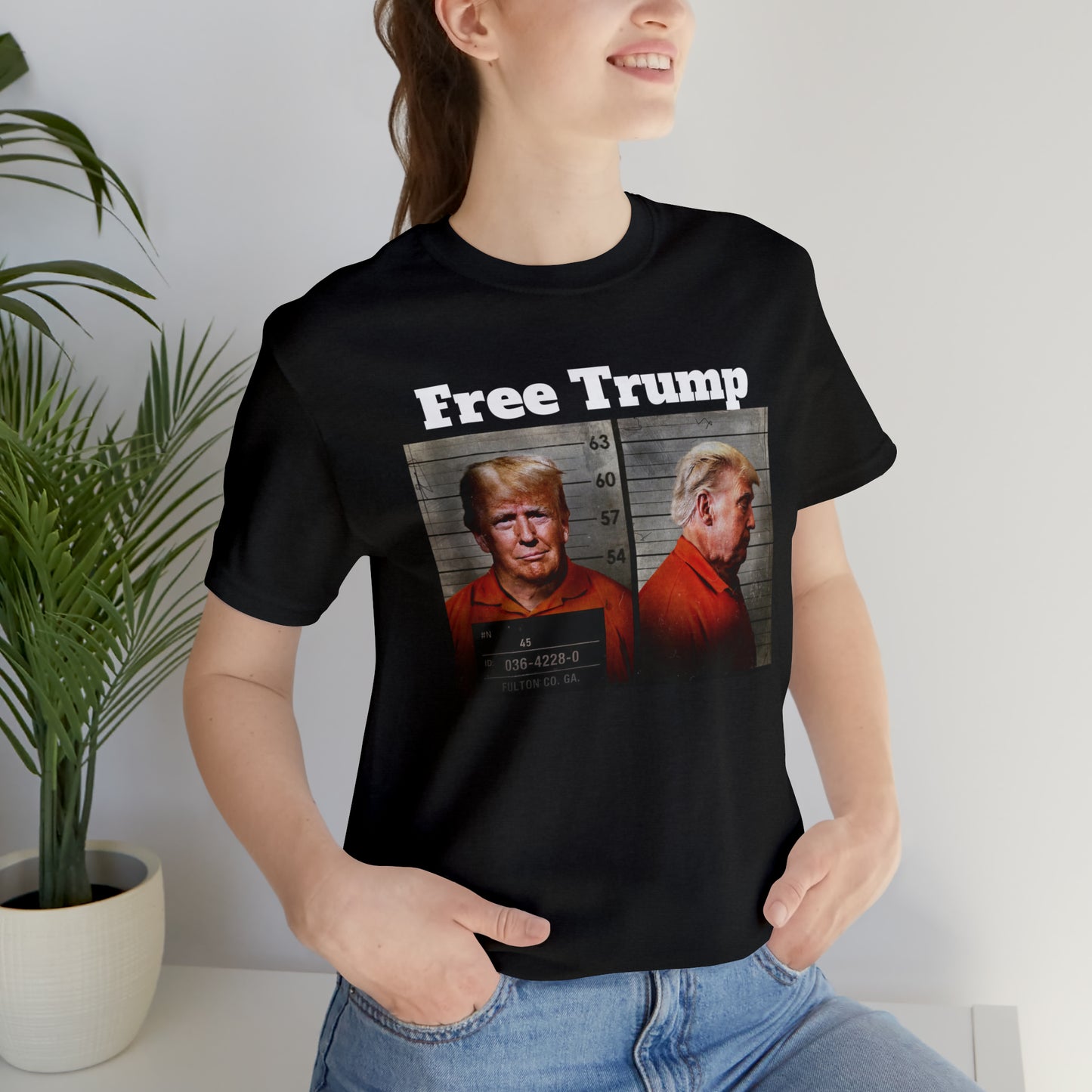 Free Trump Mugshot Jersey Short Sleeve