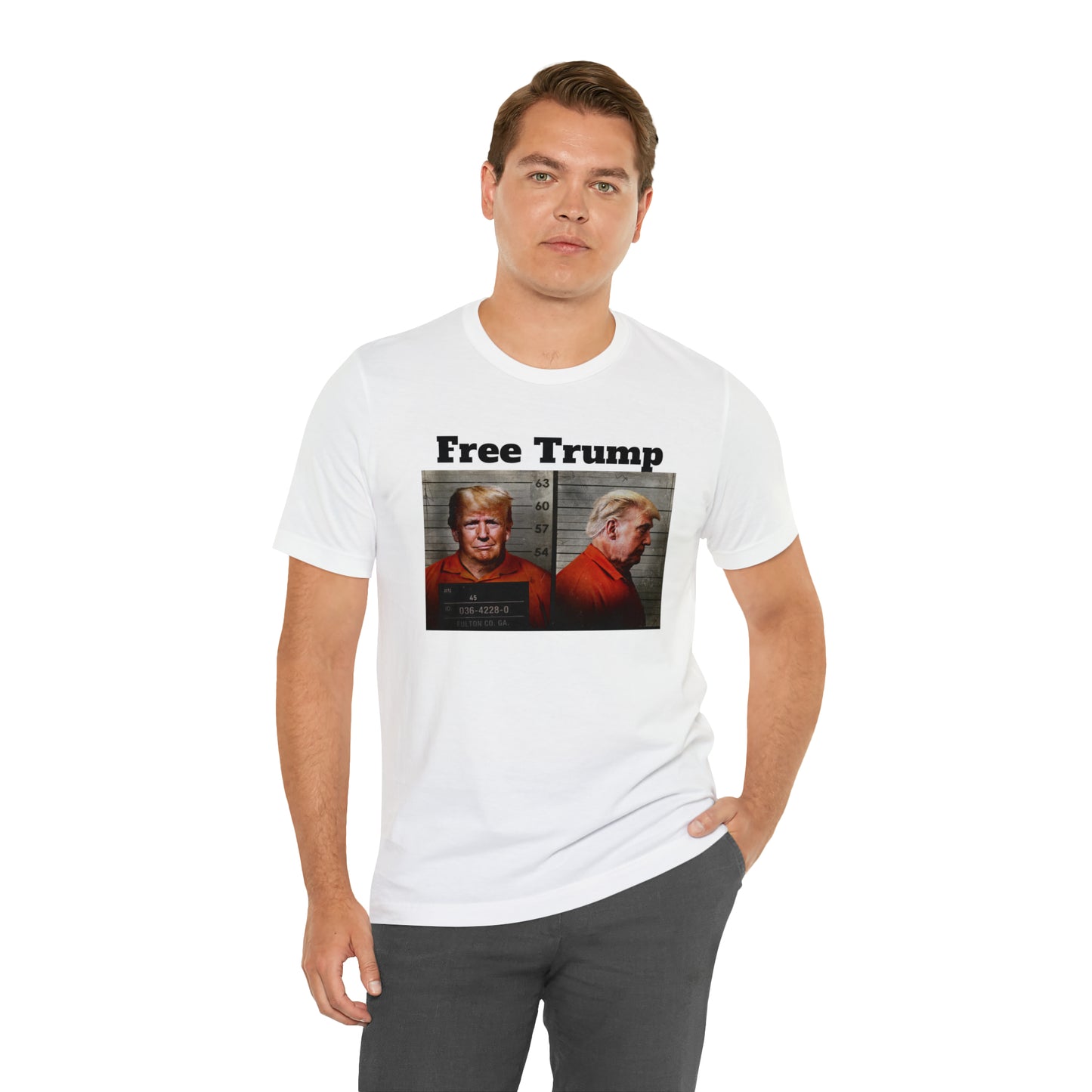 Free Trump Mugshot Jersey Short Sleeve