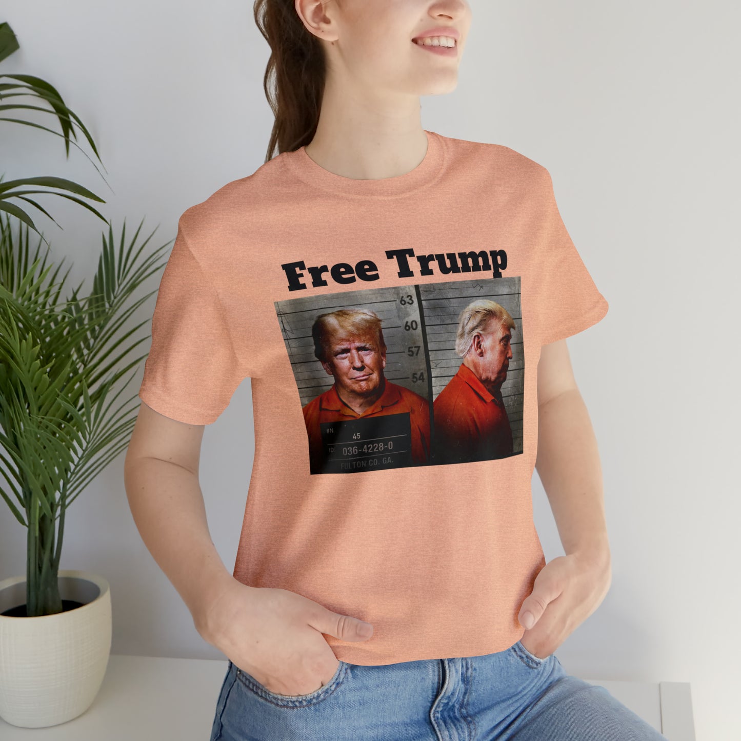 Free Trump Mugshot Jersey Short Sleeve