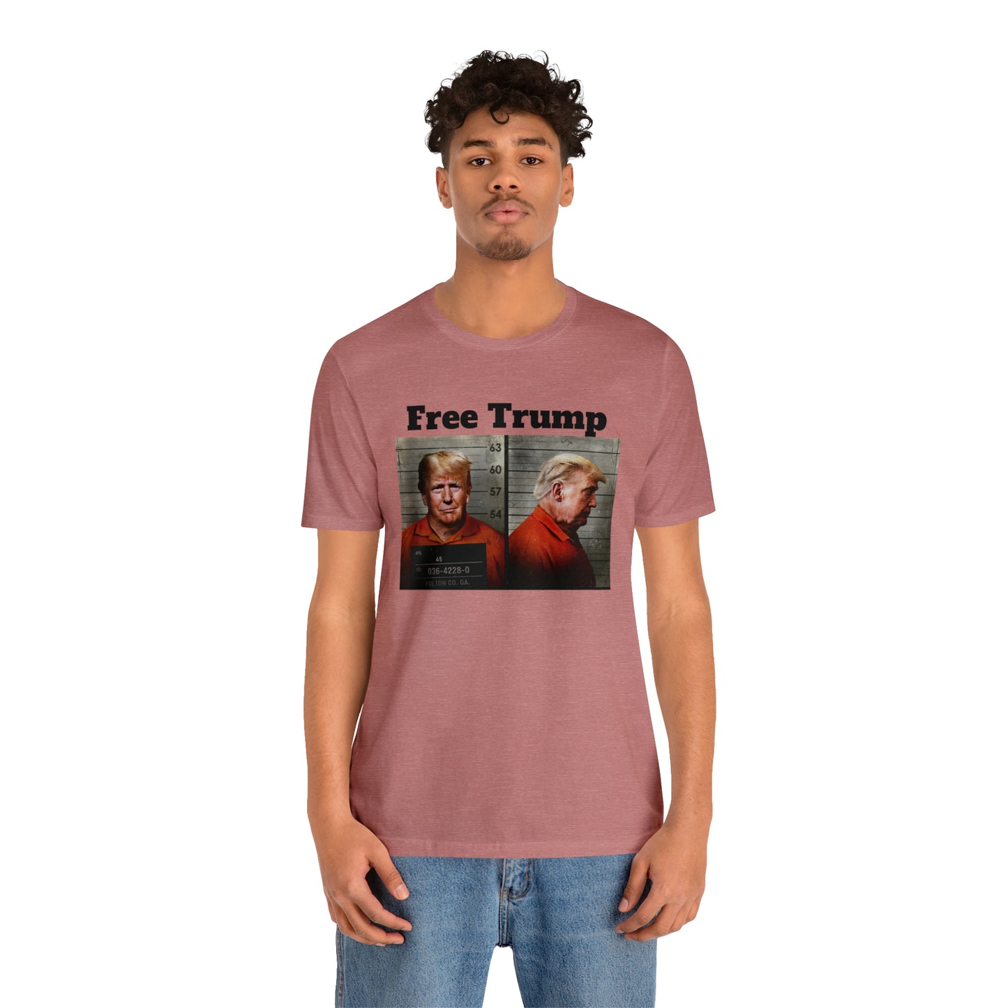 Free Trump Mugshot Jersey Short Sleeve