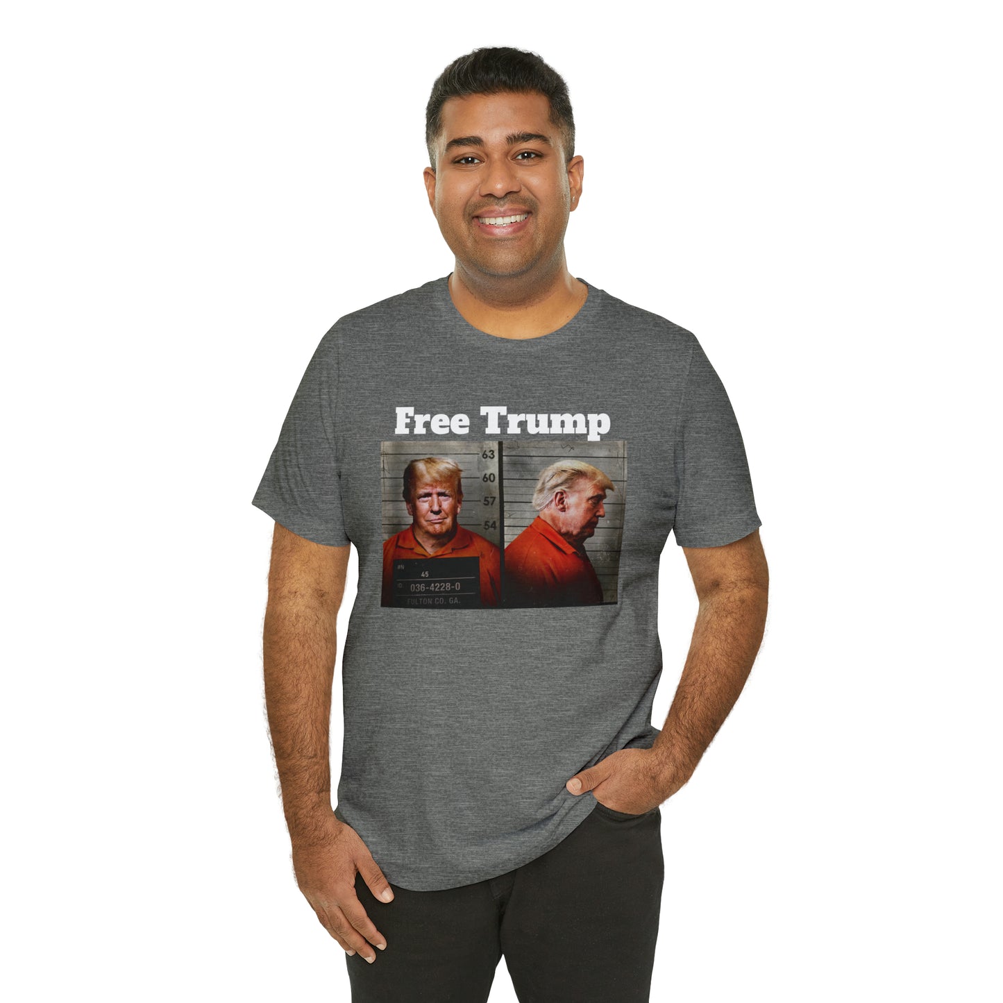 Free Trump Mugshot Jersey Short Sleeve