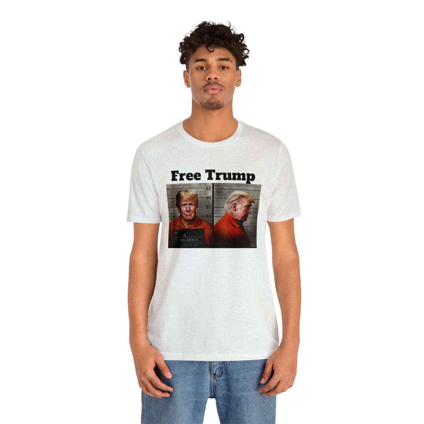 Free Trump Mugshot Jersey Short Sleeve