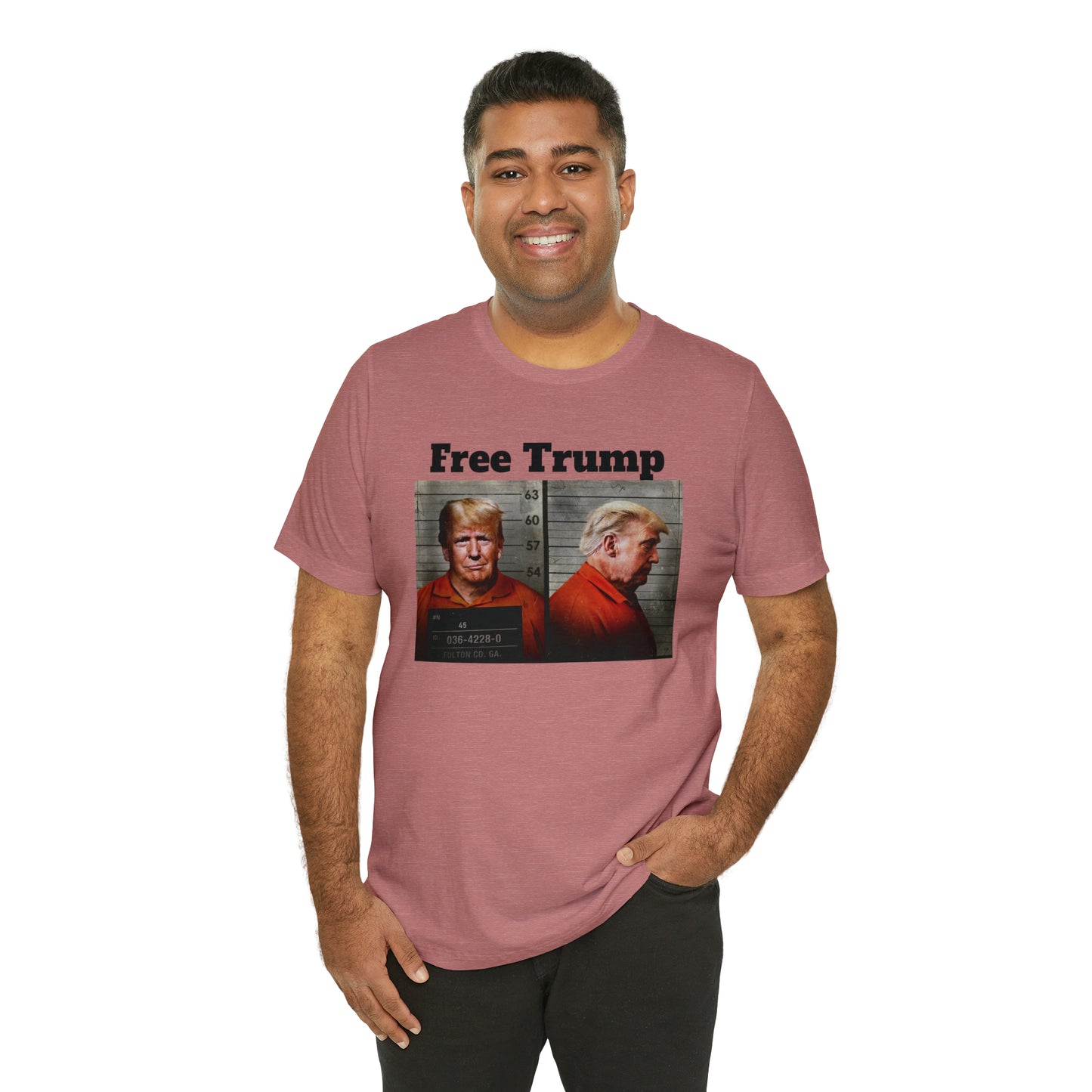 Free Trump Mugshot Jersey Short Sleeve