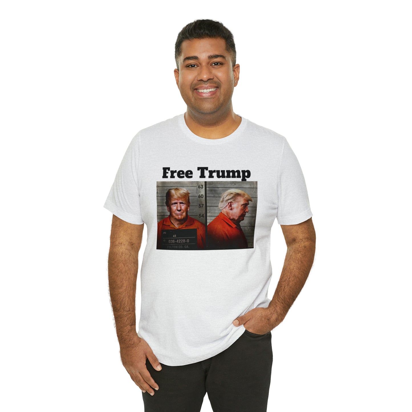 Free Trump Mugshot Jersey Short Sleeve