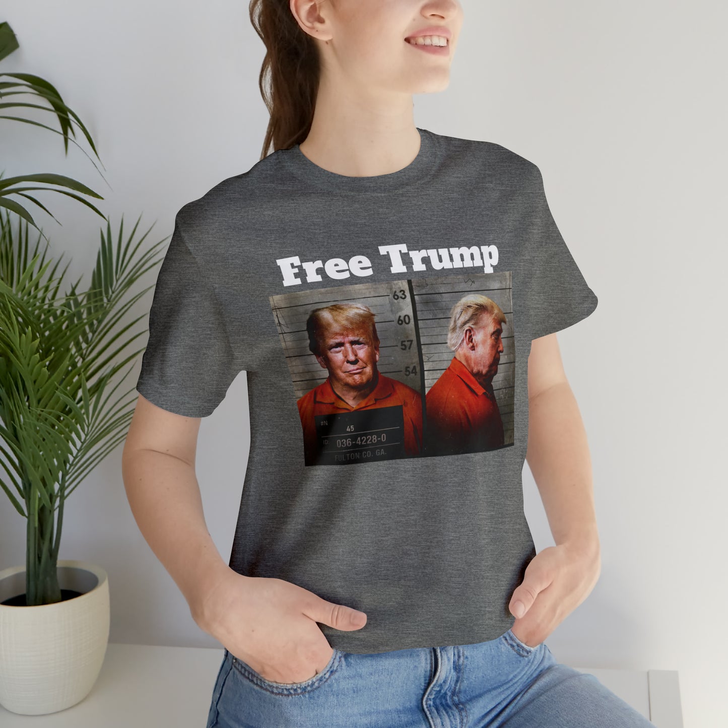 Free Trump Mugshot Jersey Short Sleeve