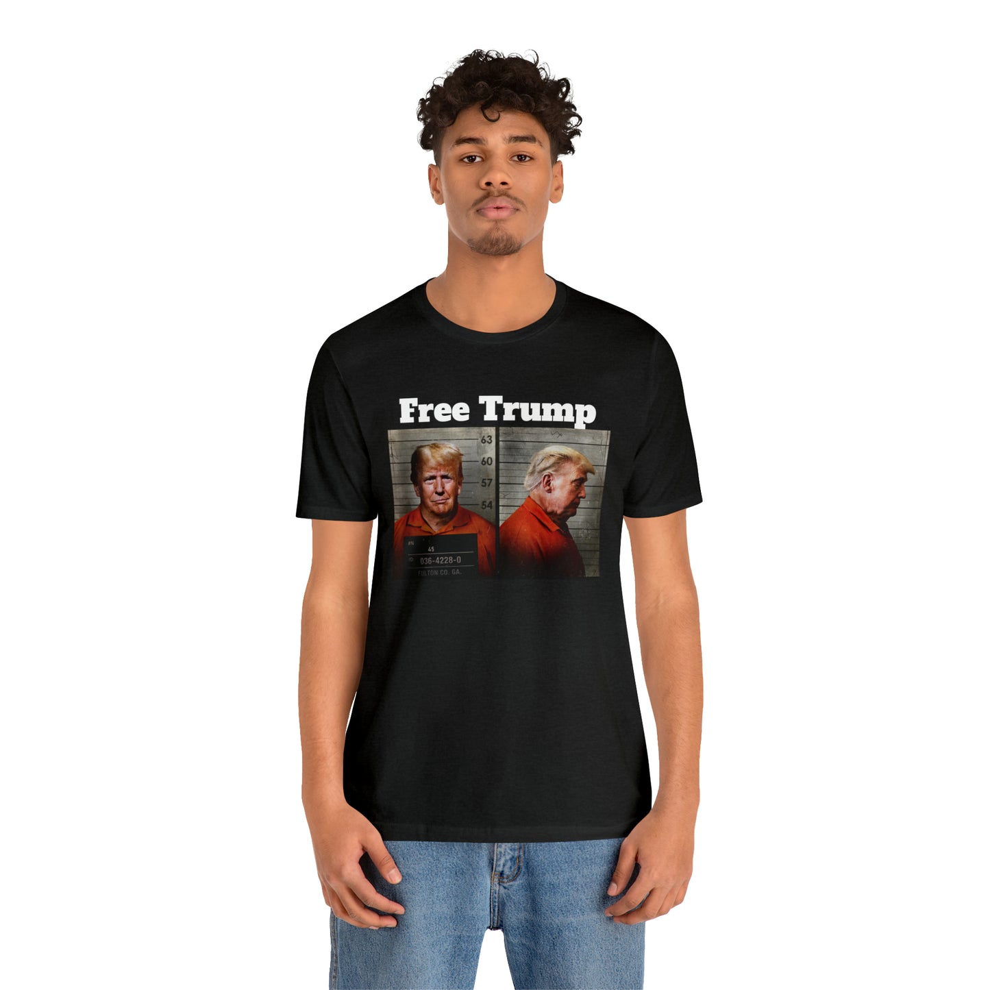 Free Trump Mugshot Jersey Short Sleeve