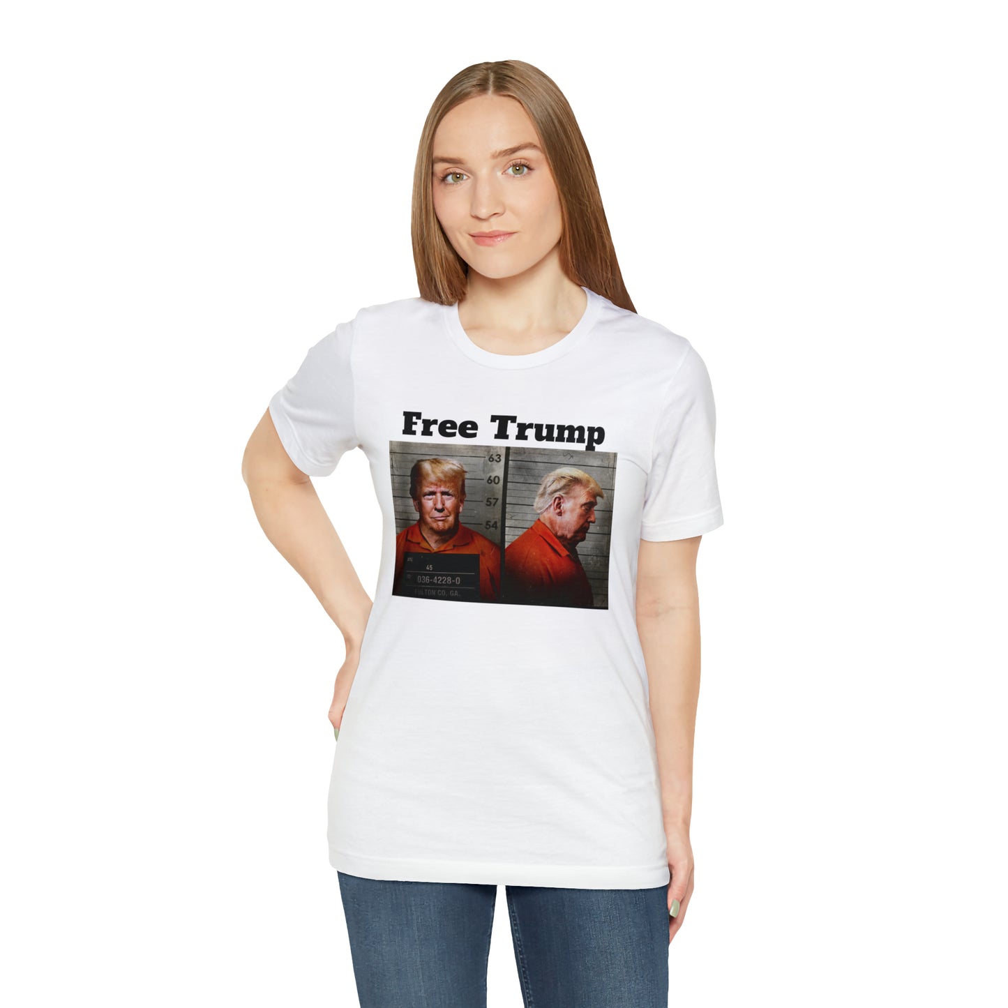 Free Trump Mugshot Jersey Short Sleeve