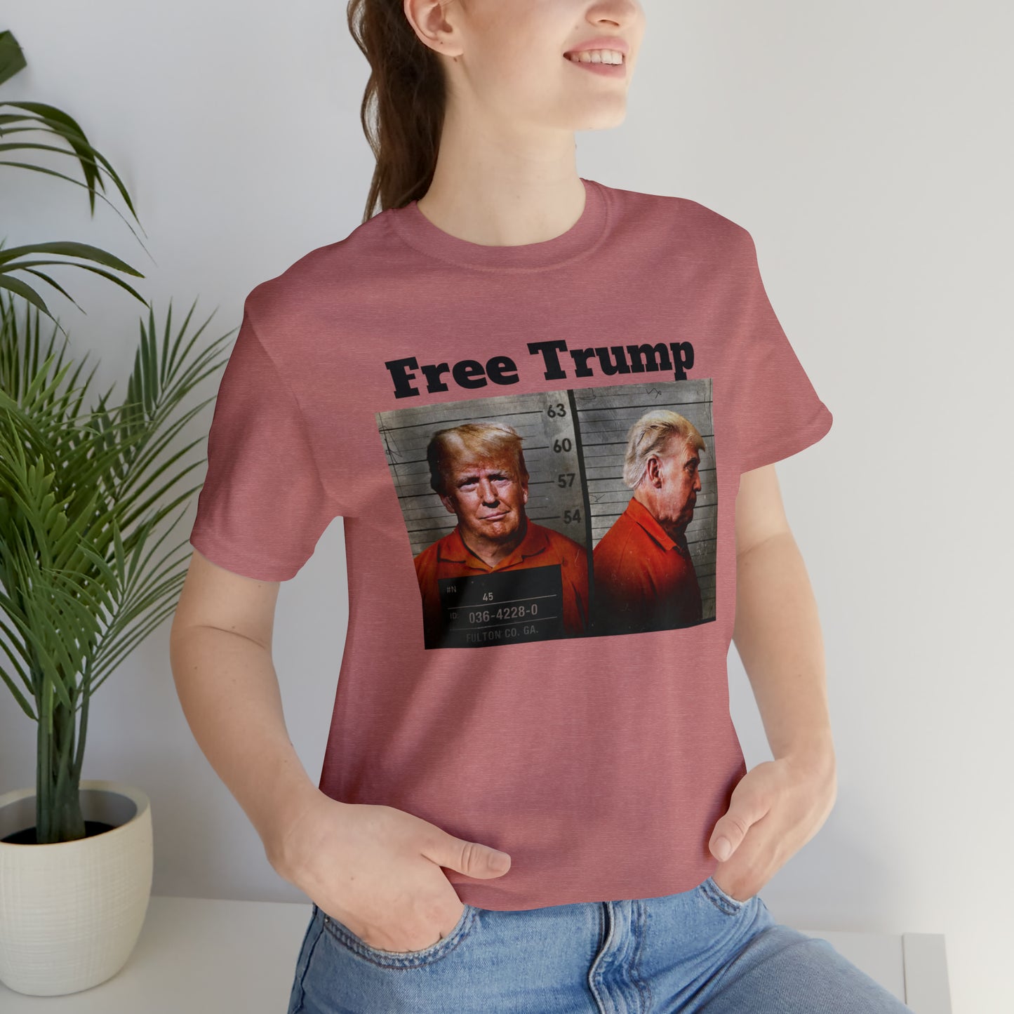 Free Trump Mugshot Jersey Short Sleeve