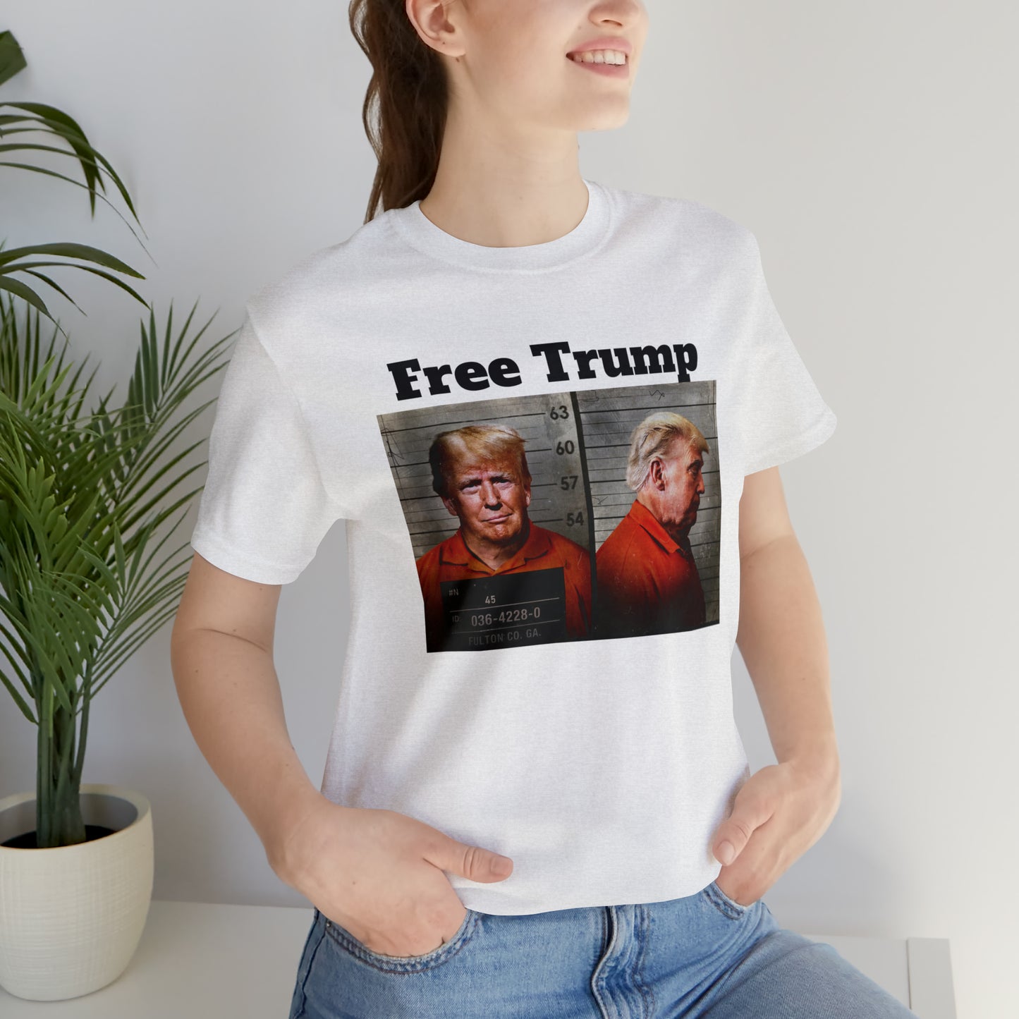 Free Trump Mugshot Jersey Short Sleeve