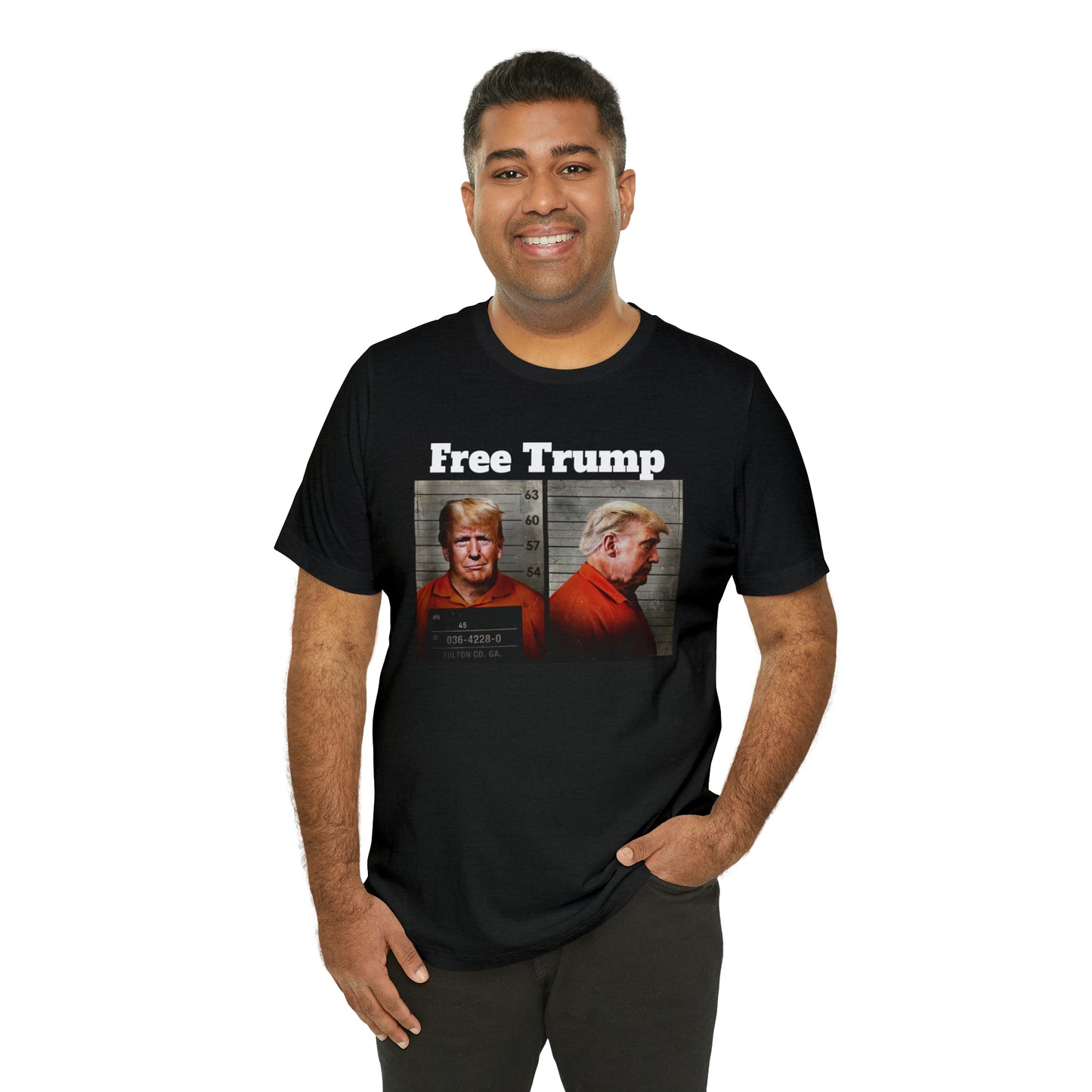 Free Trump Mugshot Jersey Short Sleeve