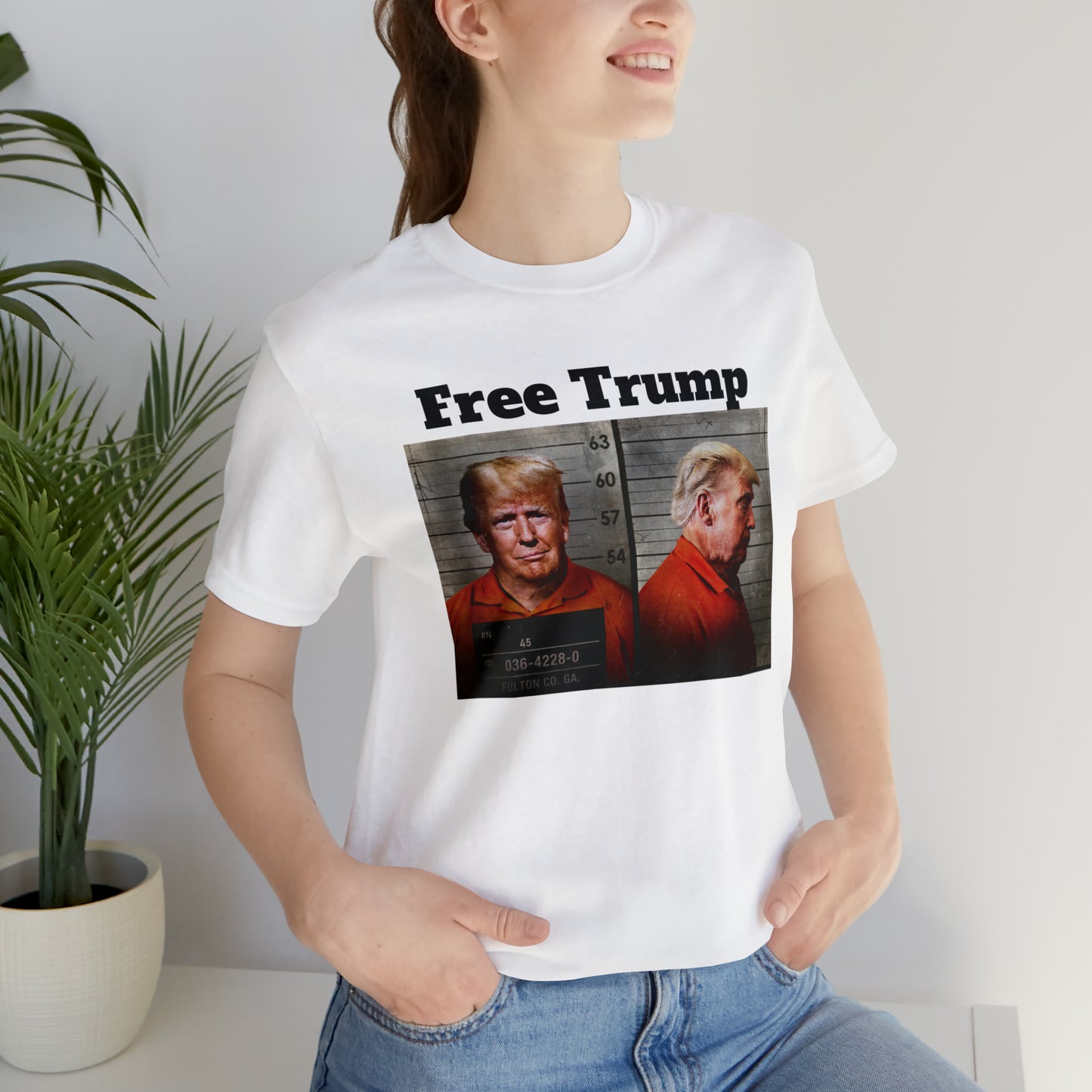 Free Trump Mugshot Jersey Short Sleeve